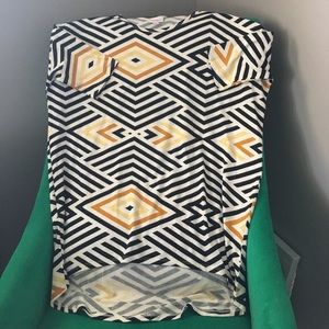 Lularoe -Unicorn mustard, black, and white Irma